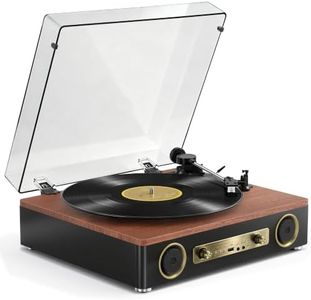 Vinyl Record Player with Speakers, Bluetooth in, AT-3600L Cartridge, Walnut