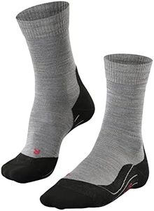 FALKE Men's TK5 Wander Hiking Socks, Crew Length, Light Padding, Athletic Sock, Breathable Quick Dry, Merino Wool, Grey (Light Grey 3403), 12.5-13.5, 1 Pair