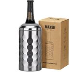 MAXSO Wine Chiller Bucket, Portable 750 ml Champagne & Wine Bottle Cooler Keep Wine & Beverages Cold, Stainless Steel Vacuum Insulated Wine Gifts for Wine Lovers - Silver