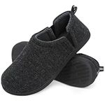 Snug Leaves Men's Fuzzy Wool Felt Memory Foam Slippers Anti-Slip Warm Faux Sherpa House Shoes with Dual Side Elastic Gores Dark Grey 10/11 UK