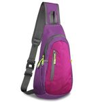 TITECOUGO Small Sling Bag Lightweight Crossbody Bag for Women Rucksack for Men Running Backpack Travel Chest Pack Daypack Shoulder for Gym Work Hiking Outdoor Sports Purple/Rose