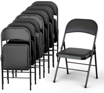 Our Modern Space 8 Pack Leather Chair | Foldable & Stackable | 350 lbs Capacity Steel Frame Seats for Indoor or Outdoor | Commercial Use Events Wedding Party Events Bulk Picnic Kitchen Dining - Black