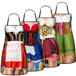 4 Pcs Oktoberfest Apron Oktoberfest Party Decorations German Kitchen Apron Dirndl Costume Outfit German Oktoberfest Dress Novelty Apron for Bavarian Beer Festival Kitchen Cooking BBQ Party (Women)