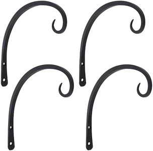 Achla Downcurled Wrought Iron Wall Hooks, Black, 8" L, Pack of 4