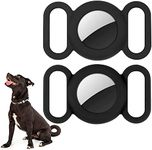 Airtag Dog Collar,Silicone Case for GPS Tracking Finder,Protective Cover Compatible with Apple Airtag,Safety and Anti-lost,Dog Collar Cat Loop Holder Pet Accessories (Black-black)