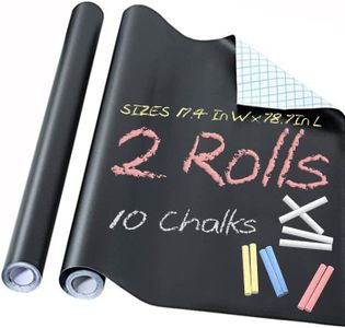 2 Roll Chalkboard Paper - Blackboard Vinyl Paper Removable Bulletin Wall Sticker, Free: 10 Colorful Chalks - 17.3" W x 78.7" L (Black)