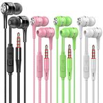 VPB Heavy bass Earphone Color Call with Mic Stereo Earbud Headphones Mixed Colors (Black + White + Pink + Green 4 Pairs)