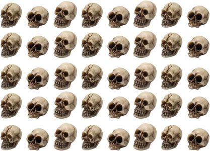 PASOLABE Mini Skull Figurine 40Pcs Halloween Miniature Skeleton Head Statue Miniature Figurine Mini Skeleton Skull Heads Halloween Skeleton Figurines for Halloween Home Decoration