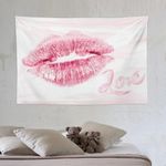 Smacget Pink Lips Tapestry for Teen Girl Women Bedroom Sexy Kissing Lover Lipstick Marks Tapestry Coquette Valentine Red Lips Decor Aesthetic Art Wall Hanging for Living Room Dorm 80" x 60"