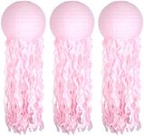 Jellyfish Paper Lantern Hanging Decoration, UNIIDECO Jelly Fish Mermaid Decor for Party, Under The Sea Mermaid Birthday Party Supplies, Ocean Theme Classroom Decorations (Pink)