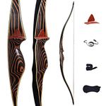 Deerseeker Archery 54" Traditional Bow Hunting Longbow with Bamboo Core Limbs Handmade Recurve Bow RH/LH for Targeting Practice Shooting Youth & Adults Bow Set (Left Hand，20lbs