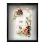 FrameWorks 16" x 20" Original Black Wooden Shadow Box Frame – Soft Felt Back, Tempered Glass, and Included Elegant White Ball Push Pins