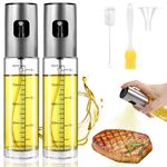 OFFCUP Oil Sprayer, 100ml Oil Dispenser with 1 Funnel 2 Brushes, Food-grade Glass Olive Oil Spray Bottle, for Cooking, Kitchen, Cooking, Salad, Bread Baking, BBQ, Air Fryer (2pcs)