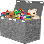 VERONLY Large Toy Box for Boys Girls, Foldable Storage Chest with Lid Fabric Storage Baskets Container Bins for Clothes, Bedroom, Blanket, Nursery, Books, Playroom, Kindergarten (Dark Grey)