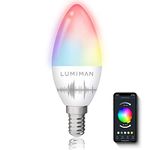 E14 Smart Light Bulb, Alexa Candle Bulb, Colour Changing Chandelier Lights, Dimmable Tunable, RGBCW,4W 400LM, Works with Alexa and Google Assistant, APP Control by Smartphone