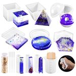 Resin Moulds Silicone, 21Pcs DIY Epoxy Resin Moulds Kit, Resin Kits for Beginners Making Jewelry/Candle/Soap, Include Coaster, Ashtray, Cube, Pyramid, Spherical, Pendant Mold, etc