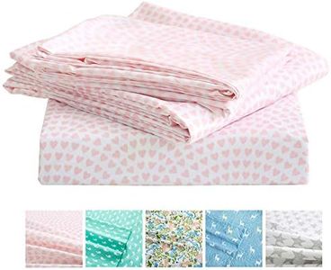 Vonty Kids Bed Sheets Twin Pink Heart Printed Sheets for Girls, Soft Lightweight Microfiber Easy Wash Bedding Set (1 Fitted Sheet + 1 Flat Sheet + 1 Pillowcase)