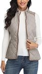 MISS MOLY Women's Padded Vest Stand Collar Zip Up Puffer Lightweight Quilted Vest Light Grey XS