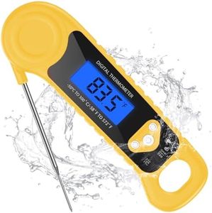 AMMZO Meat Thermometer Digital, Candy Thermometer Food Thermometer Instant Read Thermometer Waterproof with Backlight for Cooking, Deep Fry, BBQ, Grill, Smoker and Roast (Yellow)