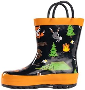 NORTY - Toddler Girls Campfire Waterproof Rainboot, Black, Orange 40673-9MUSToddler