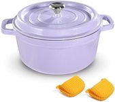 ROYDX Dutch Oven Pot with Lid, Enameled Cast Iron Coated Dutch Oven,Casserole Dish, Braiser Pan with Dual Handles for Bread Baking, Cooking, Oven Safe,All Stovetop (6 Quart, Purple)