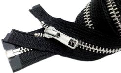 Zipperstop Wholesale YKK® Sale 29" Jacket Zipper (Special Custom) YKK #5 Aluminum Metal - Medium Weight Separating - Color Black 580 (1 Zipper/Pack)
