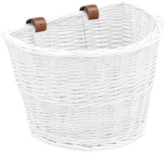ProSource Wicker Bike Basket Front Cargo for Women and Men, Fits Most Bicycles, Beach Cruisers, Stationary Equipment, and Ebikes, White