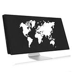 kwmobile Computer Monitor Cover Compatible with 34-35" monitor - Travel Outline White/Black