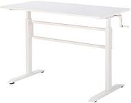 UNICOO Manual Standing Desk Adjustable Height Heavy Duty Game Desk, Crank Adjustable Desk, Adjustable Computer Desk, Manual Stand Up Desk with Headphone Hook,48 x 24 Inches (SYK01-White)