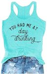 Women's Racerback Tank Tops You Had Me Summer Casual Loose-Fit Tops Camisole Workout Yoga Tanks Vacation Beach Shirts, Z Blue, Large