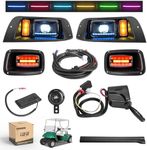 10L0L Deluxe Golf Cart Light Kit for EZGO TXT 1996-2013 12V-48V, Headlight Taillight with RGB Daytime Running Light Low High Beam Turn Signal Brake Pad Hazard Light