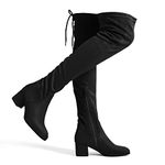 DREAM PAIRS Women's Over The Knee Thigh High Chunky Heel Long Boots Stretch Sexy Fall Boots,Size 8,Black,Laurence