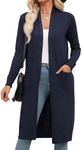 Zeagoo Women's Long Cardigans Sweater 2024 Fall Lightweight Open Front Casual Knit Duster Coat with Pockets