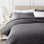 Amazon Basics Oversized Embossed Quilt Coverlet, Dark Grey Diamond, 170 x 210 cm