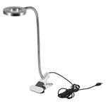 Dioche LED Reading Lamp Eye Protection Portable Permanent Eyebrow Tattoo Manicure Cold Light USB Light Clip Aluminium Lamp Head Height Adjustable Free Bending Beauty Lamp 50 x 9 x 5 cm