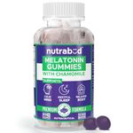 Nutrabud Melatonin Sleep Gummies 3mg For Men, Women | No Added Sugar | Fall Asleep Fast & Restful Deep Sleep | Blackcurrant Flavor Veg Gummy Supplement (60 Count (Pack of 1))