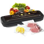 2023 Model B Megawise Powerful & Compact Vacuum Sealer Machine One-Touch Automatic Food Sealer 4 Food Types (Cold Wet Moist Dry) & 3 Bag types (Thick Medium Thin）OMNI MACHINE (Black)