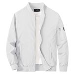 MAGCOMSEN Mens White Jacket Lightweight Windbreaker Jackets Casual Bomber Jacket Light Spring Jackets,M