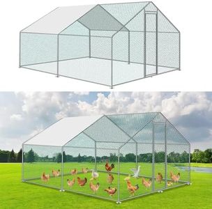 Izrielar Poulailler XXL Enclos d'extérieur avec serrure de sécurité et chiffon de peinture en polyéthylène imperméable, beaucoup d'espace pour poules, lapins et autres petits animaux, cadre en acier