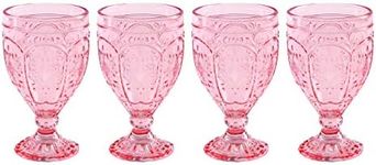 Fitz and Floyd Trestle Glassware Ornate Goblets, Set of 4, Blush