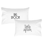 Oh, Susannah Big Spoon Little Spoon V1 Couples Pillowcases His and Her Boyfriend Girlfriend Wedding Anniversary Present or Engagement Gifts (Two 20x30 Standard/Queen Size Pillow Cases)