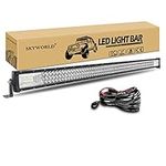 SKYWORLD 50 inch 648W Triple Row LED Light Bar Slim Spot Flood Combo Beam Work Driving Fog Lamp Boat Lighting with Wiring Harness Kit for 4x4 Tractor Truck Car Boat SUV ATV UTV Offroad Vehicles