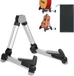 EASTROCK Folding Guitar Stand,Portable Tripod A Frame Aluminium Music Stand for Acoustic Electric Guitars, Bass, Violin, Ukulele, Banjo ( Silver)