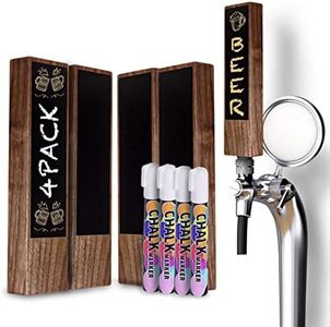 Silginnes Chalkboard Beer Tap Handles - 4-Pack Wooden Walnut Beer Tap Handles With Chalkboard And Pen - Best For Homebrew, Kegerators And Bars - Makes A Great Gift For Beer Lovers And Homebrewers