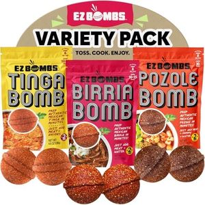 EZ Bombs Variety Pack – Pozole, Tinga & Birria Bomb Seasonings – Authentic Mexican Spice Mix for Tacos, Tortas, Nachos & Pozole Soup – Made with Real Chiles, Herbs & Spices for Quick, Flavorful Meals