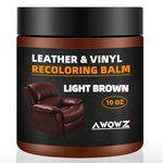 AWOWZ Leather Recoloring Balm, 10OZ Leather Repair Kit for Furniture, Leather Color Restorer, Leather Dye for Recolor, Renew, Faded & Scratched Leather Couches, Car Seats, Clothing(Light Brown)