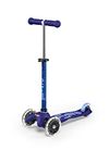 Micro Scooters | Mini Micro Deluxe LED Children's Scooter | Handlebar Adjustable | Light Up Wheels | 2-5yrs | Boys & Girls | Blue