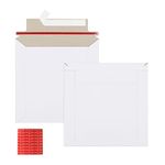 zmybcpack 100 Pack 6x6 inch Self Seal Photo Document Mailers Stay Flat White Cardboard Envelopes White Photography Mailers for CD, Photos, Document