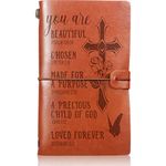 Leather Journal Notebook Christian Refillable Journal for Men Joshua 1v9 Embossed Bible Verse Inspirational Bible Journal Christmas Christian Encouragement Present for Women (You Are Beautiful)