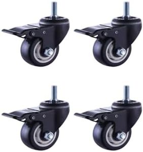 Heavy Duty Castor Wheels | 4-Pack, Swivel with M12 Bolt Caster Wheels with Brakes, Noiseless PU Castors | 3" 75MM Casters for Furniture, Workbench, Trolley (4 Swivel Brake M12)